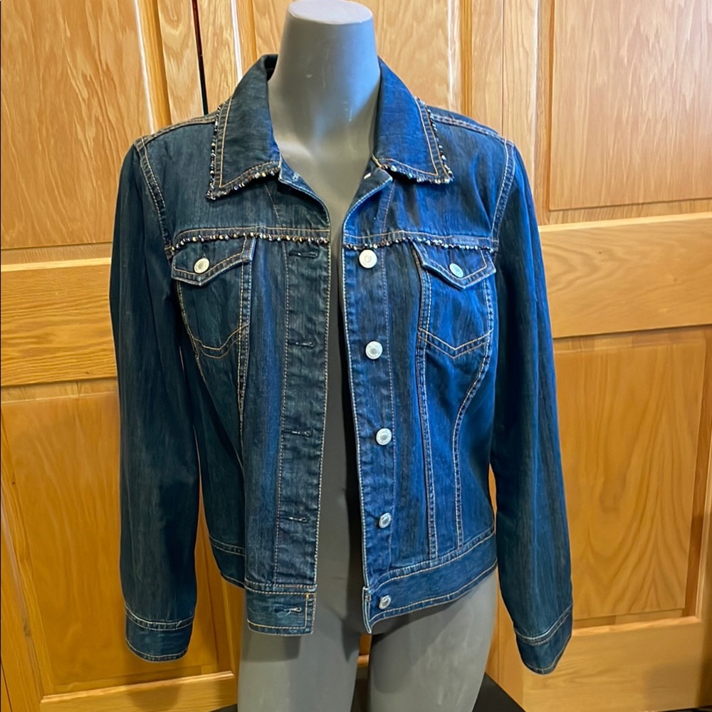 Liz Claiborne Beaded Denim Jean Jacket